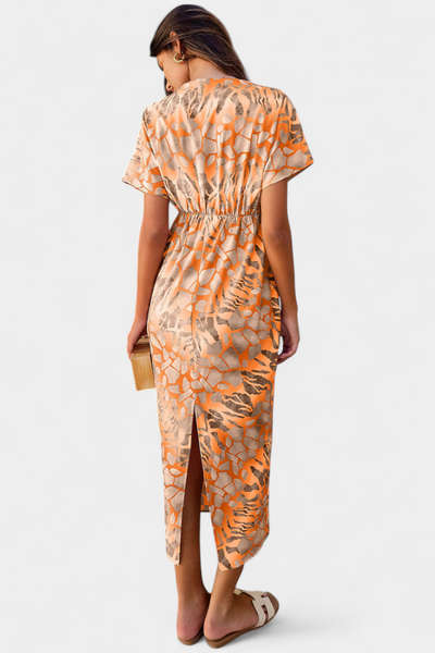 Vestido Triana con Diseño Abstracto y Escote en V