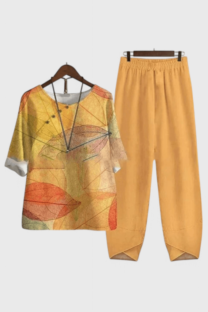 Conjunto Elegante Ursula: Camisa y Pantalón de Estilo Casual