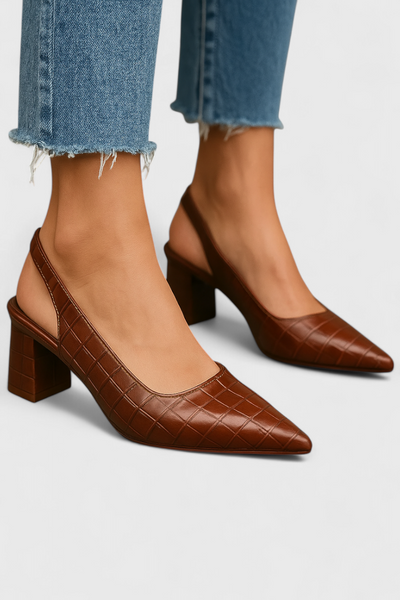 Elegantes Tacones Slingback Ava con Punta Fina