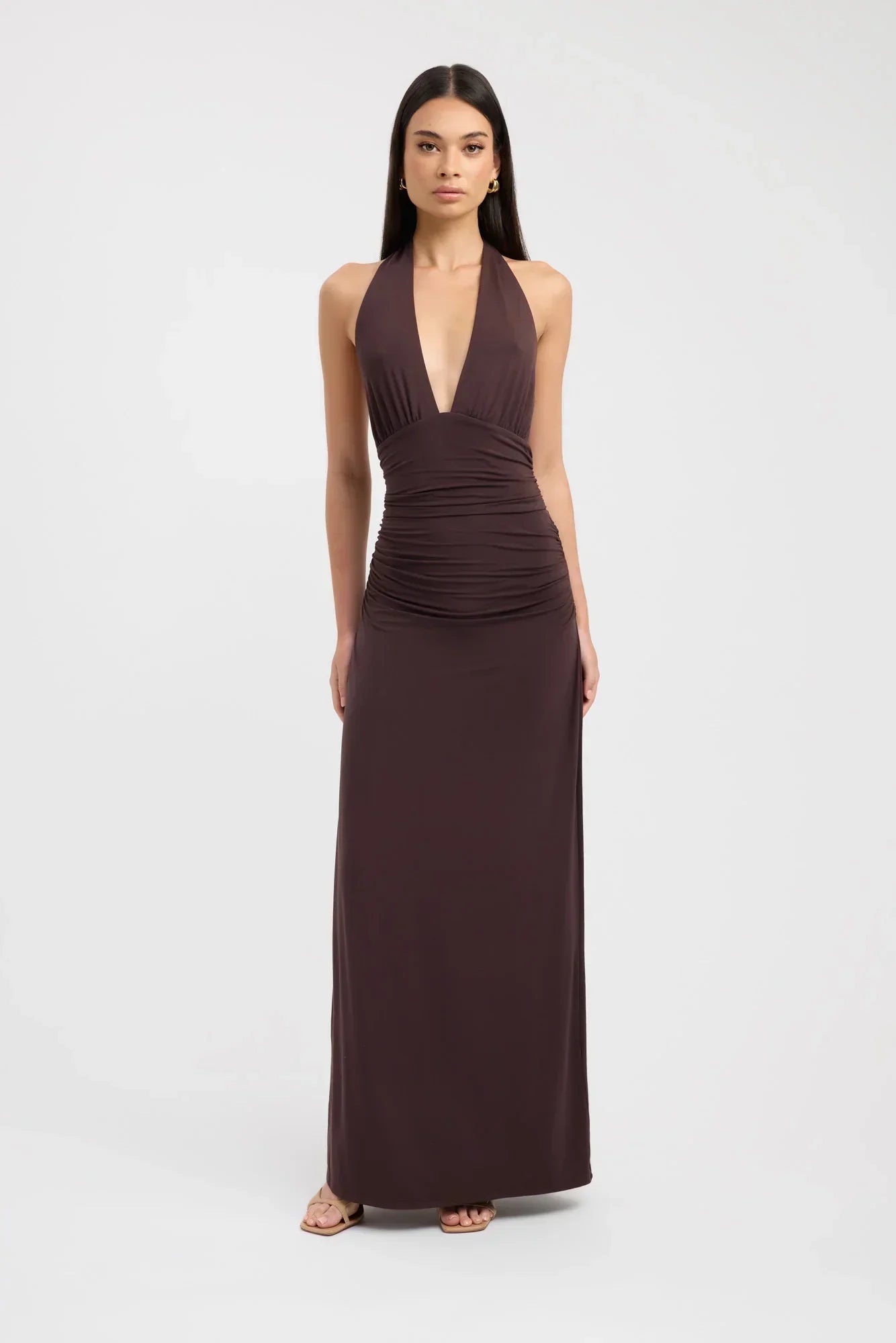 Serena™ – Elegante Vestido Maxi con Escote en V y Fruncidos