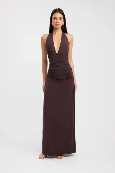 Serena™ – Elegante Vestido Maxi con Escote en V y Fruncidos