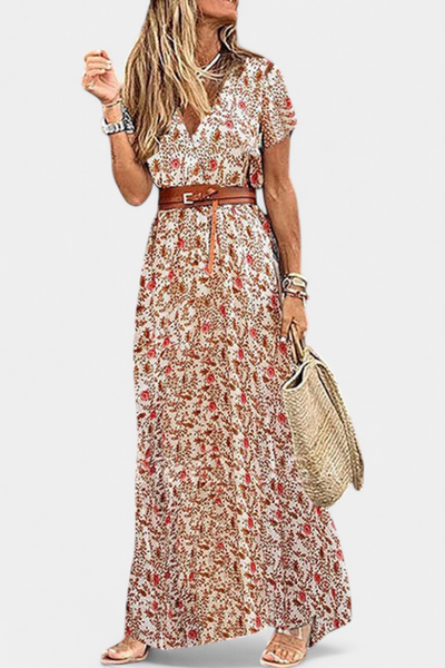 Vestido Boho de Verano Anfisa con Cinturón y Escote en V