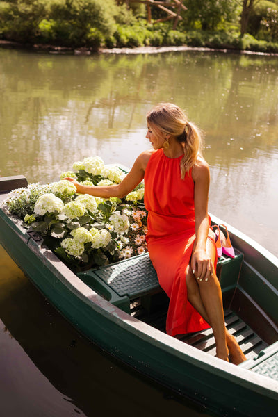 Orania™ Vestido Midi con Abertura y Cintura Drapada
