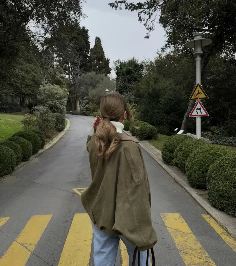 Chaqueta “Siena” | Bomber efecto gamuza oversize