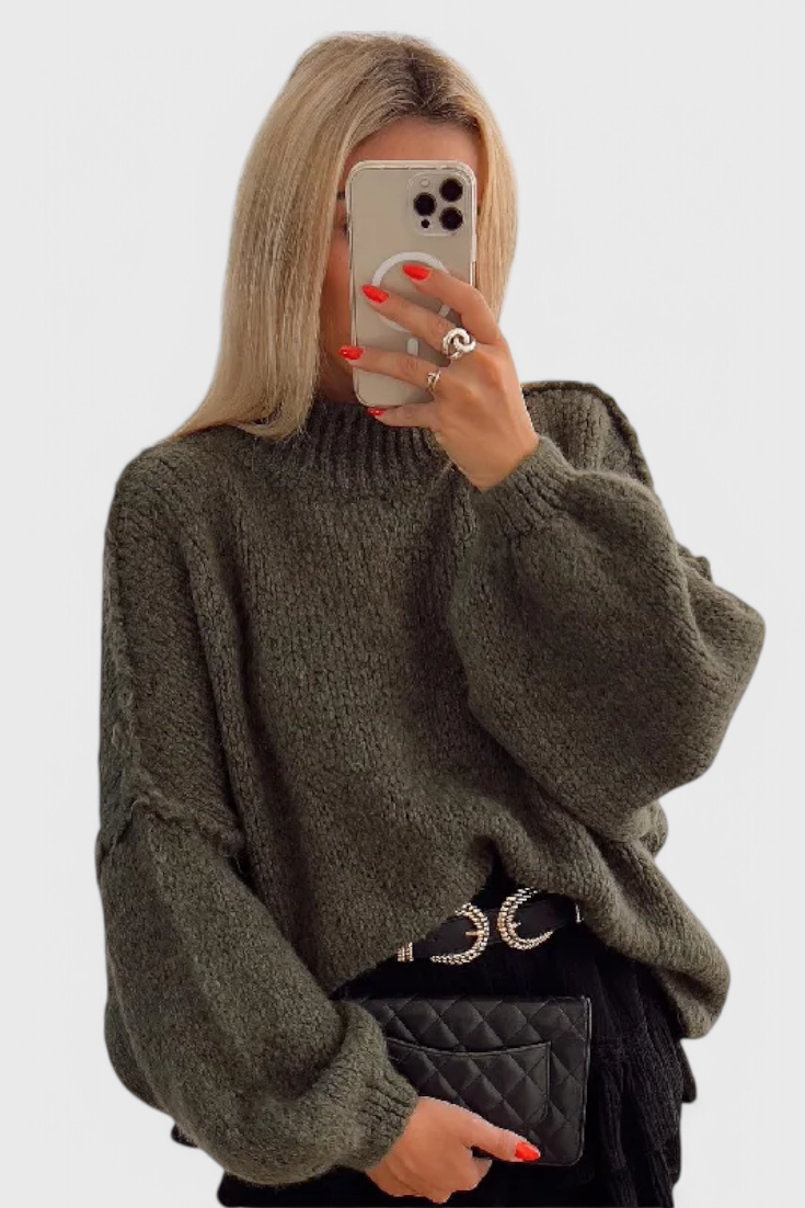 Cassia Jersey Oversized de Punto con Mangas Abullonadas