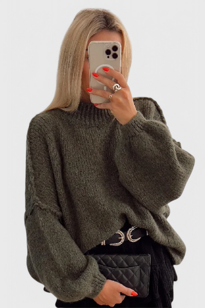 Cassia Jersey Oversized de Punto con Mangas Abullonadas