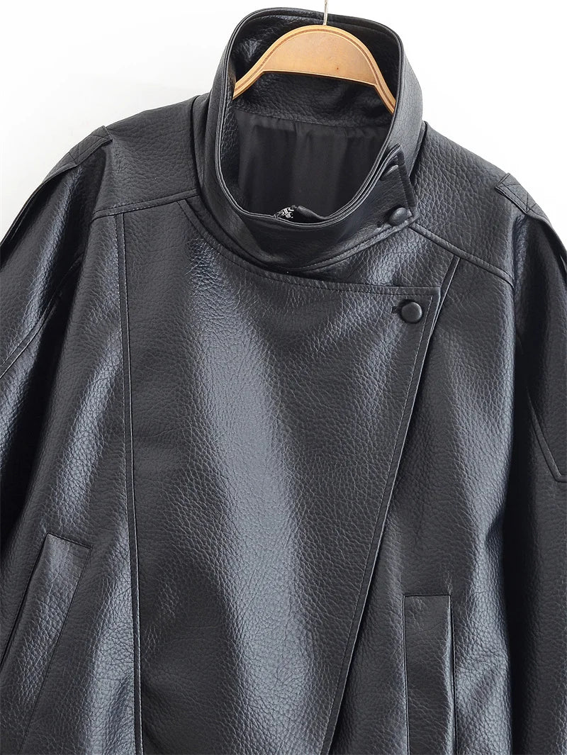 Chaqueta “Noir” | Piel sintética efecto motero oversize