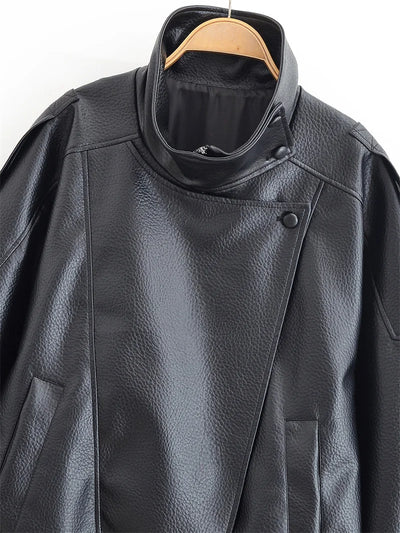 Chaqueta “Noir” | Piel sintética efecto motero oversize