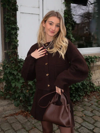 Conjunto “Arden” | Cárdigan de punto y minifalda ajustada