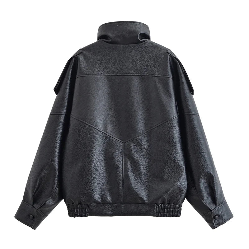 Chaqueta “Noir” | Piel sintética efecto motero oversize