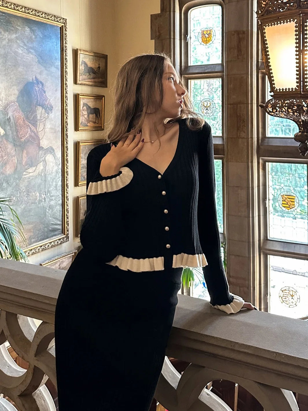 Conjunto “Elise” | Top de punto y falda larga acanalada