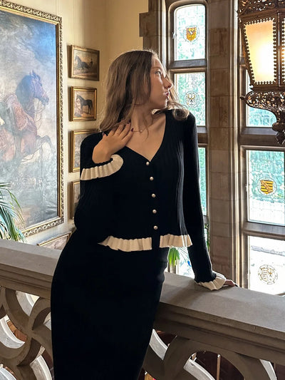 Conjunto “Elise” | Top de punto y falda larga acanalada