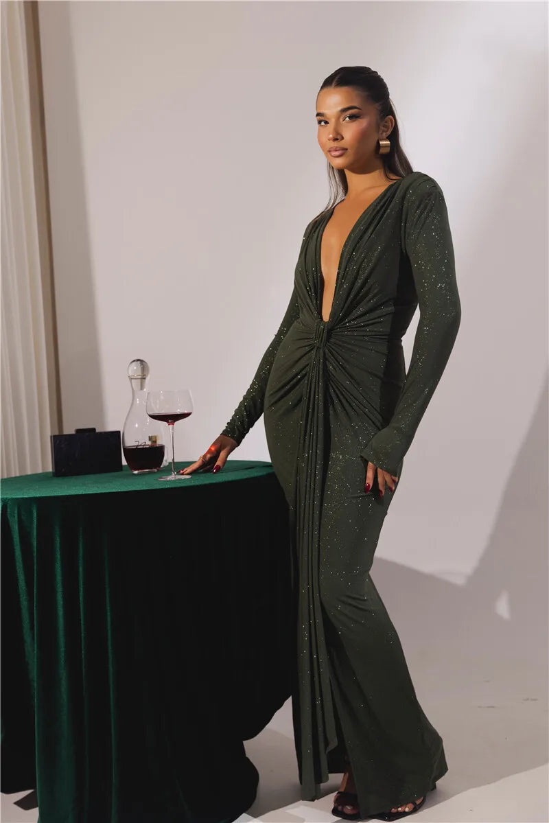 Veronika™ | Vestido Bodycon Brillante con Escote Profundo