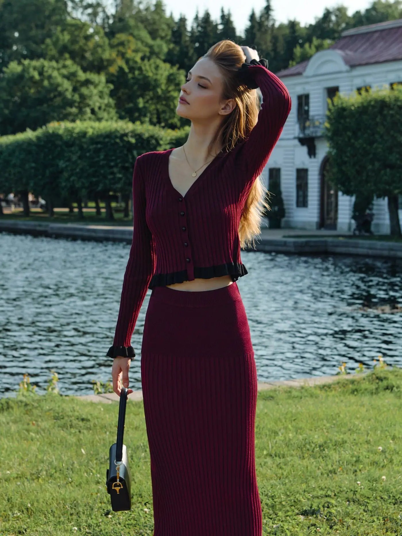 Conjunto “Elise” | Top de punto y falda larga acanalada