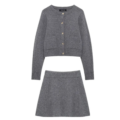 Conjunto “Arden” | Cárdigan de punto y minifalda ajustada