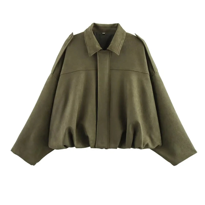 Chaqueta “Siena” | Bomber efecto gamuza oversize