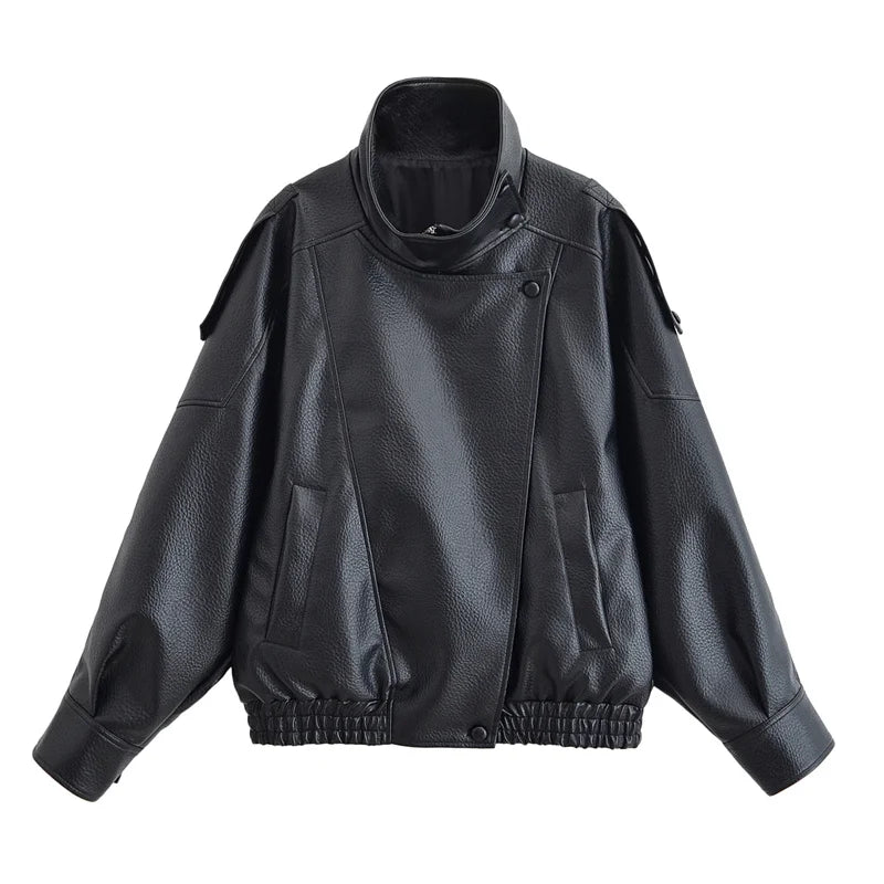 Chaqueta “Noir” | Piel sintética efecto motero oversize