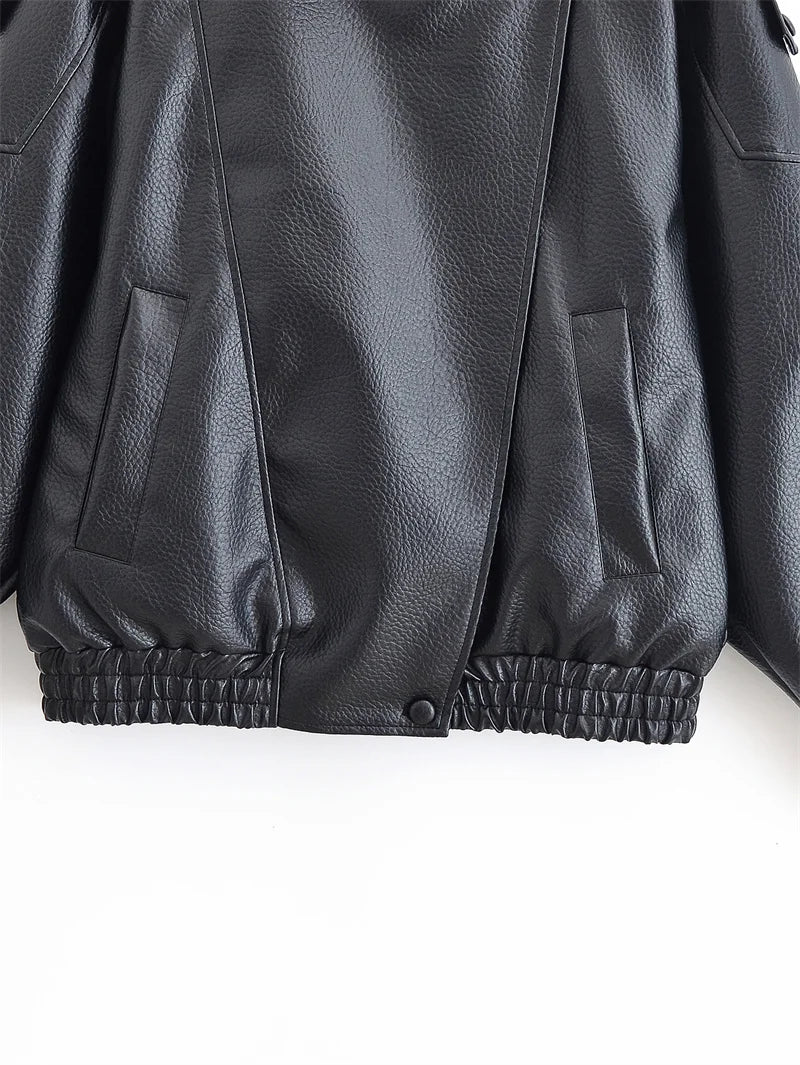 Chaqueta “Noir” | Piel sintética efecto motero oversize