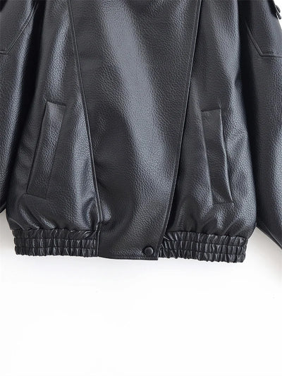 Chaqueta “Noir” | Piel sintética efecto motero oversize
