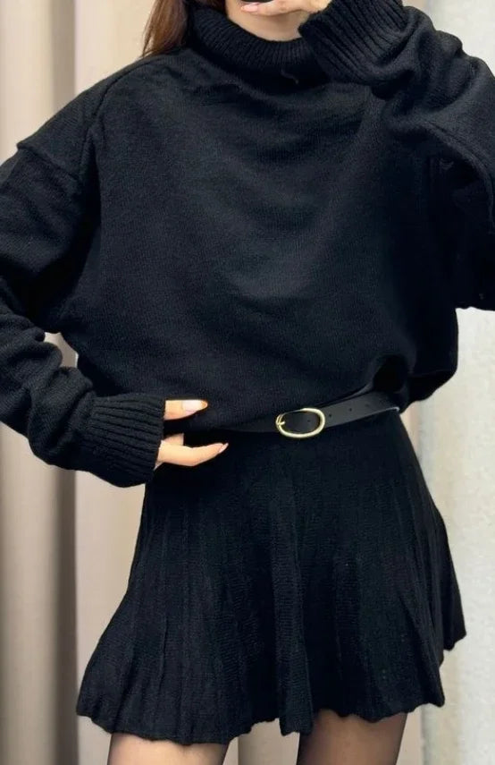 Conjunto “Lea” | Suéter de punto y falda corta en A