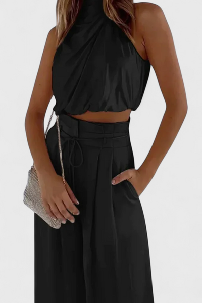 Conjunto de Dos Piezas Helira: Top Fluido y Pantalón Palazzo