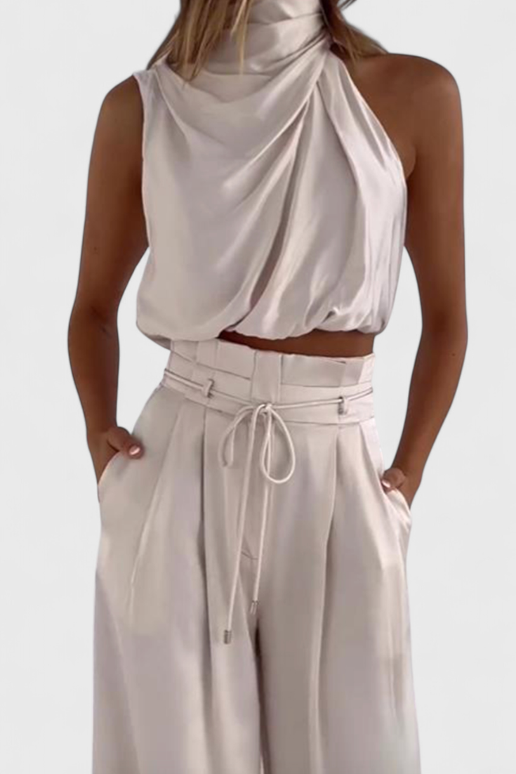Conjunto de Dos Piezas Helira: Top Fluido y Pantalón Palazzo