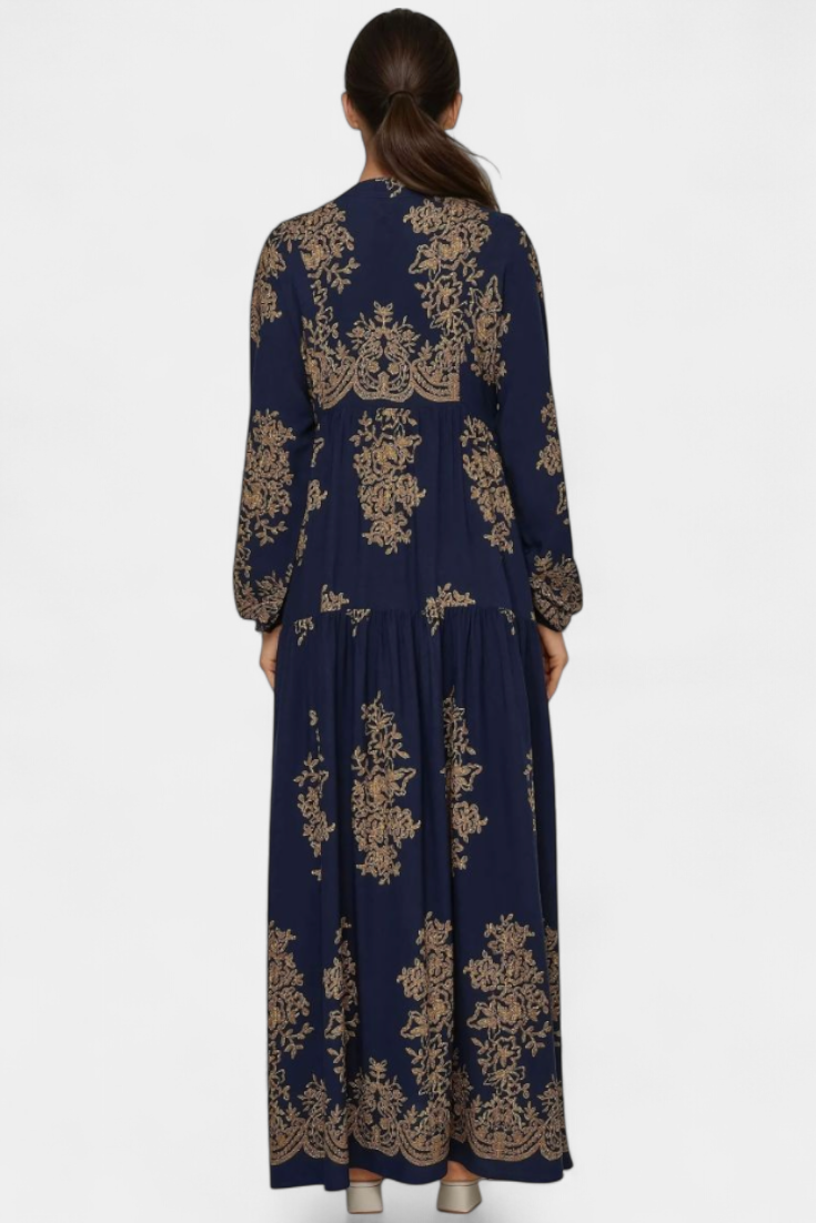 Vestido Maxi Yaiza con Estilo Bohemio y Diseño Vintage