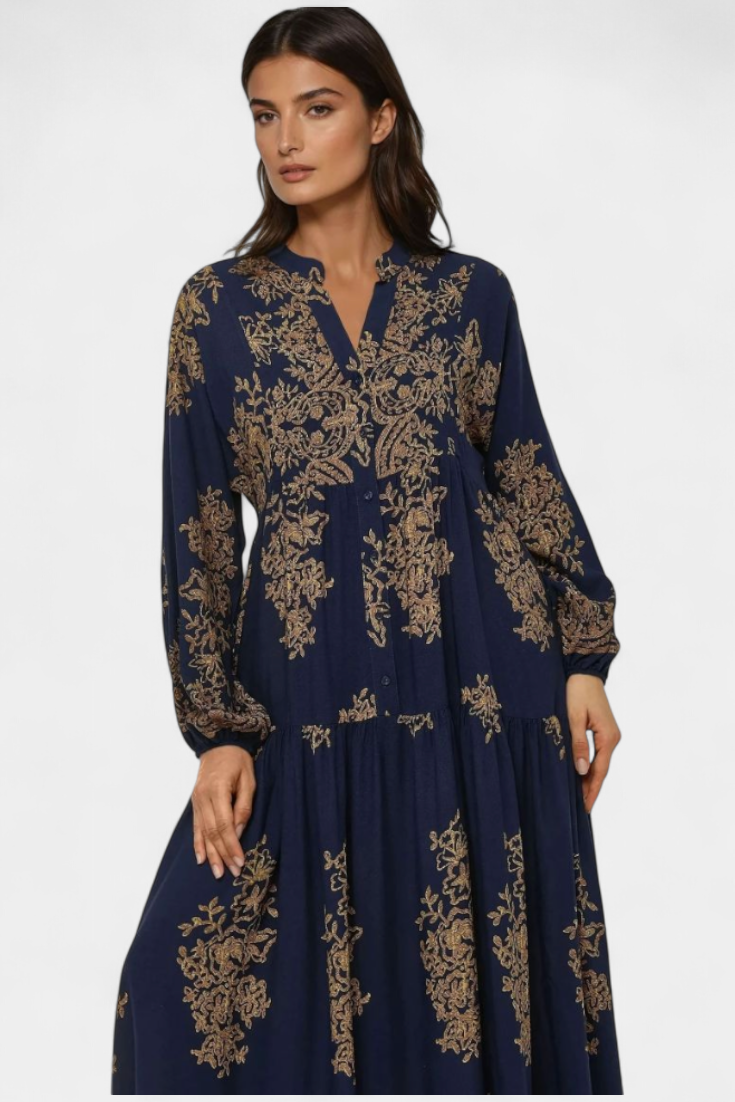 Vestido Maxi Yaiza con Estilo Bohemio y Diseño Vintage