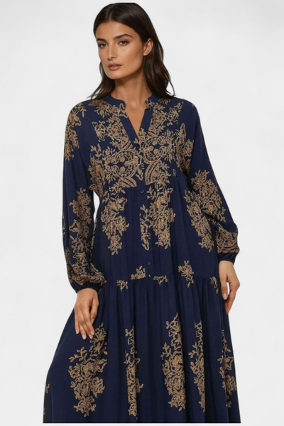 Vestido Maxi Yaiza con Estilo Bohemio y Diseño Vintage