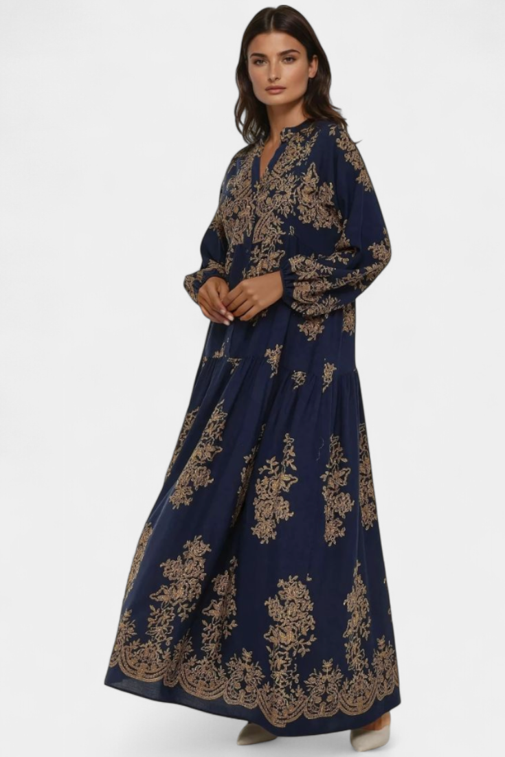 Vestido Maxi Yaiza con Estilo Bohemio y Diseño Vintage