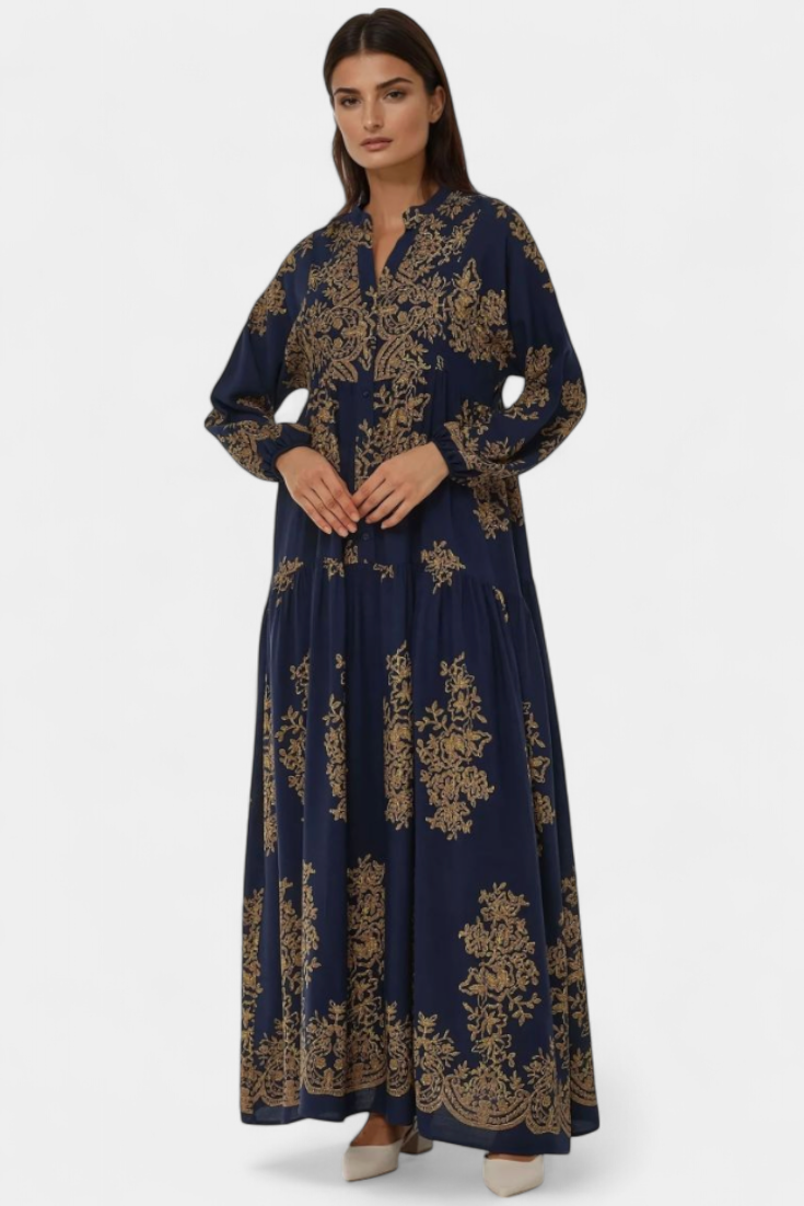 Vestido Maxi Yaiza con Estilo Bohemio y Diseño Vintage