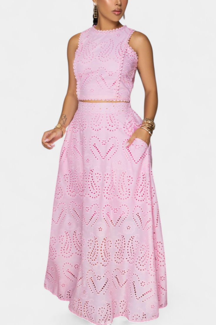 Conjunto Romántico de Encaje Floral Danitza
