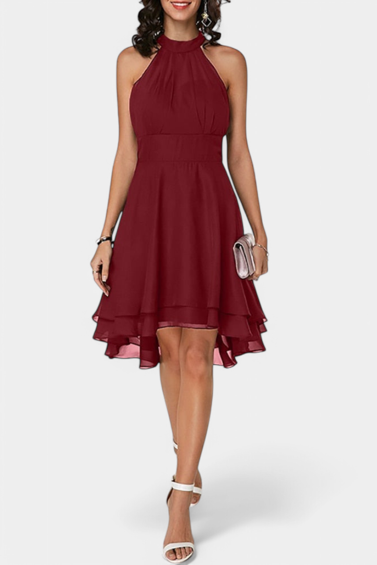 Anouk Vestido de Gasa con Volantes y Corte Ajustado