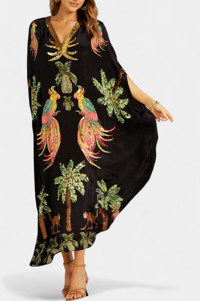 Evangeline Vestido de Estampado con Hombros Descubiertos