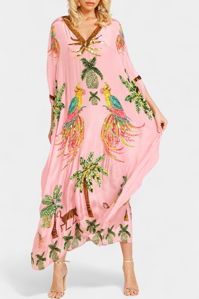 Evangeline Vestido de Estampado con Hombros Descubiertos