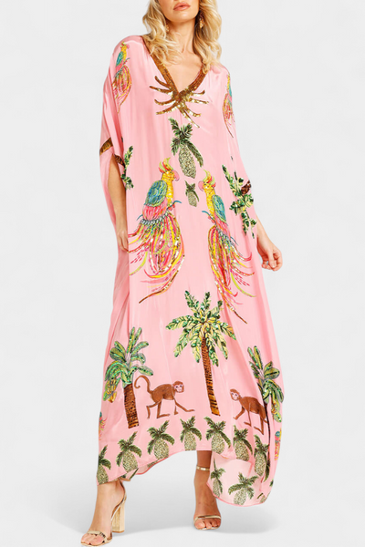 Evangeline Vestido de Estampado con Hombros Descubiertos