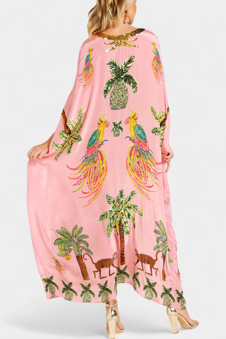 Evangeline Vestido de Estampado con Hombros Descubiertos