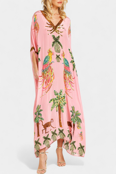 Evangeline Vestido de Estampado con Hombros Descubiertos