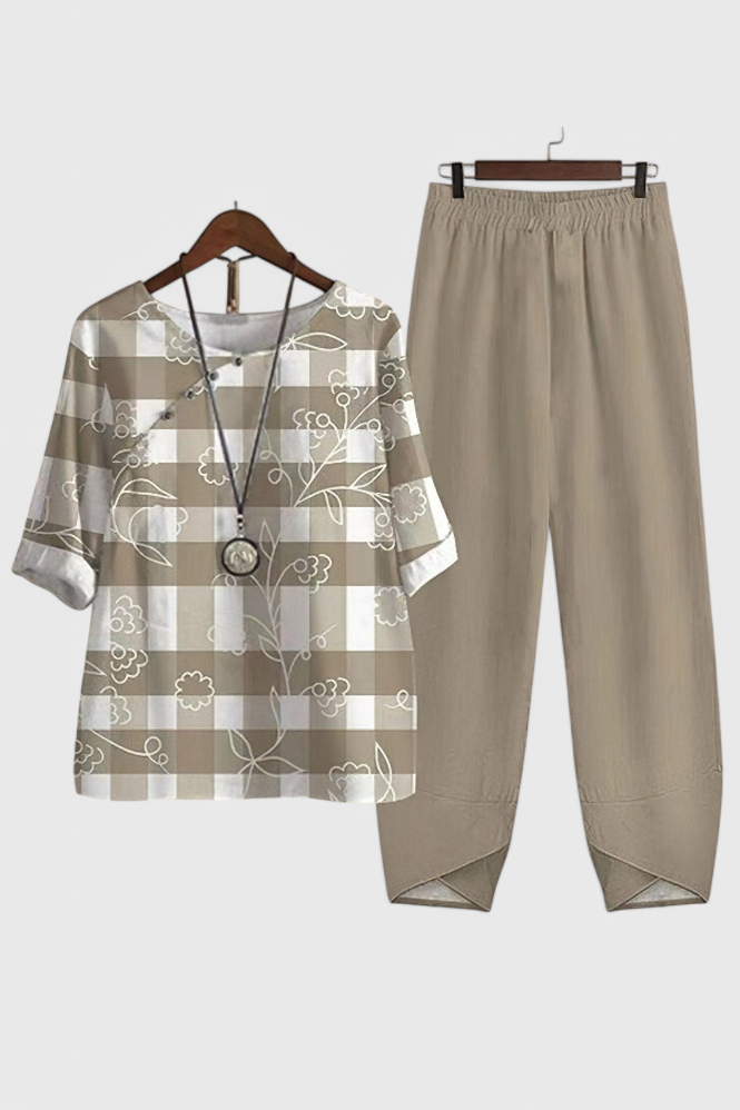Conjunto Elegante Ursula: Camisa y Pantalón de Estilo Casual