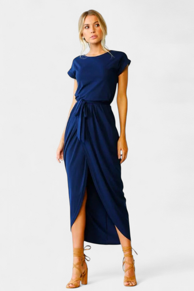 Vestido Midi Envolvente Clarissa con Abertura Lateral