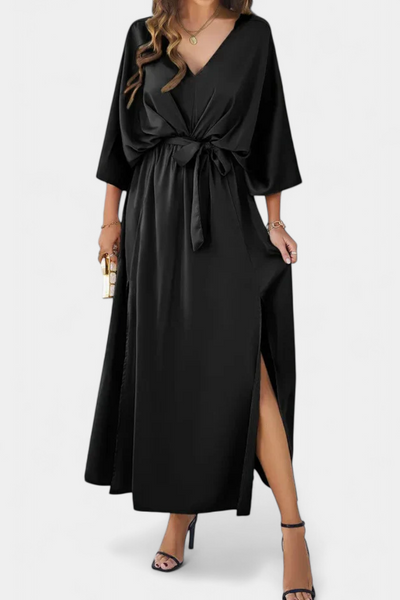 Milly Vestido Chic con Cinta y Abertura