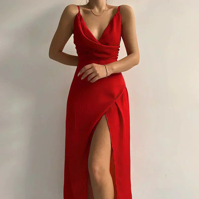Celestina™ | Vestido Maxi de Satén con Escote en Cascada