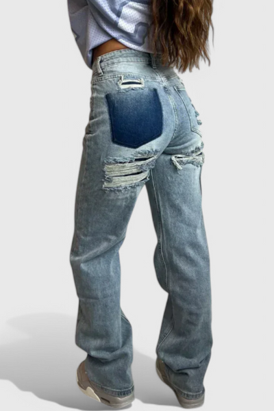 Roxy Jeans Vintage de Cintura Alta con Efecto Desgastado