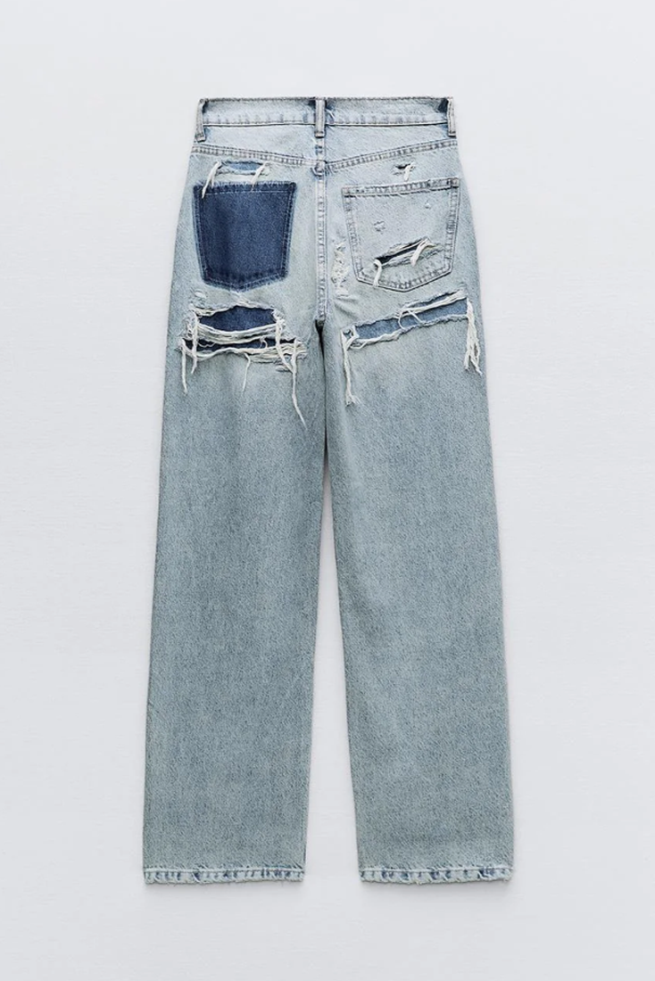 Roxy Jeans Vintage de Cintura Alta con Efecto Desgastado