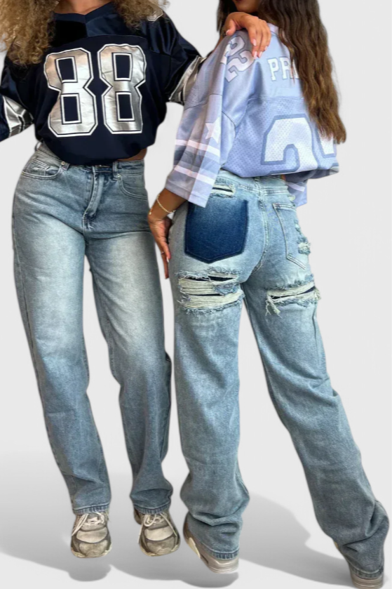 Roxy Jeans Vintage de Cintura Alta con Efecto Desgastado