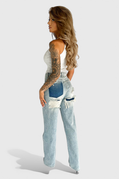 Roxy Jeans Vintage de Cintura Alta con Efecto Desgastado
