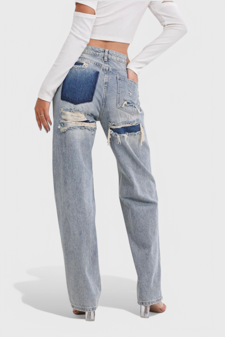 Roxy Jeans Vintage de Cintura Alta con Efecto Desgastado