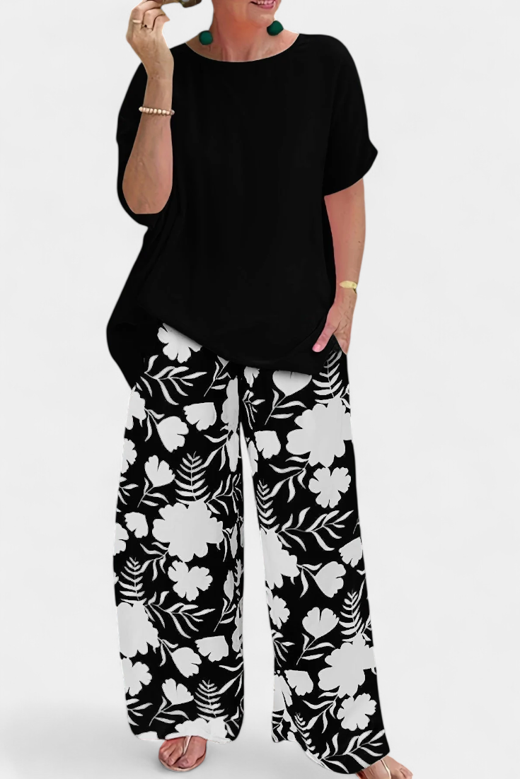 Aivy Conjunto Floral de Dos Piezas con Estilo Casual