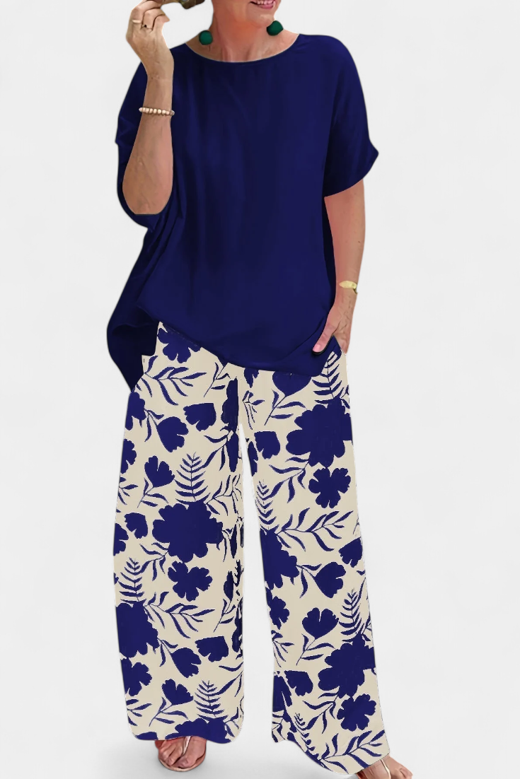 Aivy Conjunto Floral de Dos Piezas con Estilo Casual