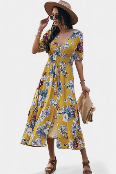 Benoja Vestido de Verano con Diseño Floral y Corte Ajustado